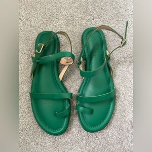 Jcrew Green Leather Sandals